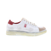 Flanch Mens White Leather Lace Up Lifestyle Sneakers Shoes