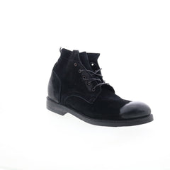 Sye Mens Black Leather Lace Up Casual Dress Boots