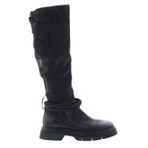 Vick Womens Black Leather Zipper Knee High Boots