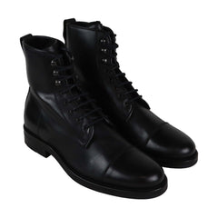 Aquatalia Odell Waxy Pul Up Sherling 34M0083 Mens Black Casual Dress Boots