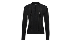 Sequin Stripe Knit Polo "Black" S74HA1531D13097900