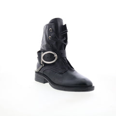 Faust Womens Black Leather Zipper Casual Dress Boots