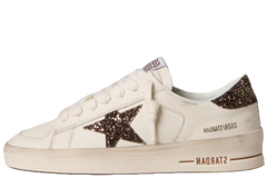 Stardan white leather brown glitter