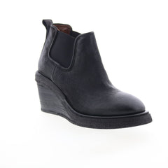 Talen Womens Black Leather Slip On Ankle & Booties Boots