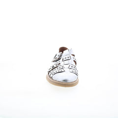Thorpe Womens Silver Leather Hook & Loop Loafer Flats Shoes